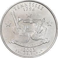 سکه کوارتر دلار 2002D ایالتی - تنسی - AU58 - آمریکا