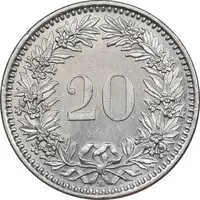 سکه 20 راپن 2014 دولت فدرال - MS62 - سوئیس