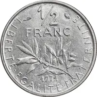 سکه 1/2 فرانک 1971 جمهوری کنونی - MS62 - فرانسه