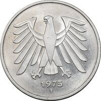 سکه 5 مارک 1975F جمهوری فدرال - MS62 - آلمان