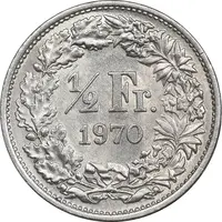 سکه 1/2 فرانک 1970 دولت فدرال - MS62 - سوئیس