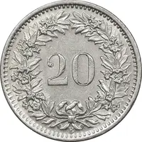 سکه 20 راپن 1966 دولت فدرال - MS61 - سوئیس