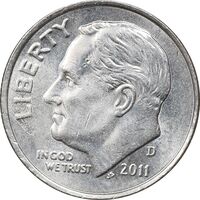 سکه 1 دایم 2011D روزولت - MS61 - آمریکا