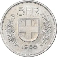 سکه 5 فرانک 1968 دولت فدرال - AU58 - سوئیس