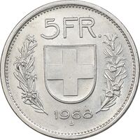 سکه 5 فرانک 1968 دولت فدرال - AU58 - سوئیس