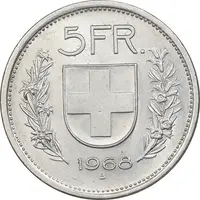 سکه 5 فرانک 1968 دولت فدرال - AU58 - سوئیس