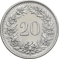 سکه 20 راپن 1965 دولت فدرال - AU58 - سوئیس
