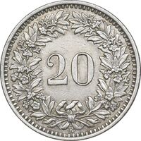 سکه 20 راپن 1960 دولت فدرال - AU58 - سوئیس