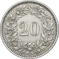 سکه 20 راپن 1960 دولت فدرال - AU58 - سوئیس
