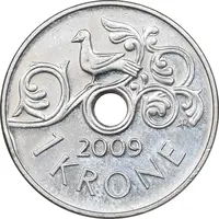 سکه 1 کرون 2009 هارالد پنجم - AU58 - نروژ