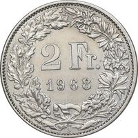 سکه 2 فرانک 1968 دولت فدرال - AU55 - سوئیس