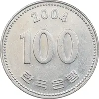 سکه 100 وون 2004 جمهوری - AU55 - کره جنوبی