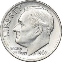 سکه 1 دایم 1967 روزولت - AU55 - آمریکا