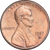 سکه 1 سنت 1987D لینکلن - AU50 - آمریکا