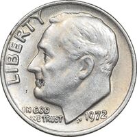 سکه 1 دایم 1972 روزولت - AU50 - آمریکا