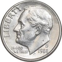 سکه 1 دایم 1988D روزولت - MS61 - آمریکا