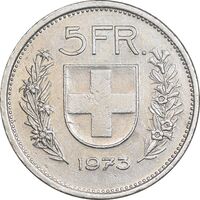 سکه 5 فرانک 1973 دولت فدرال - EF45 - سوئیس