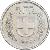 سکه 5 فرانک 1973 دولت فدرال - EF45 - سوئیس