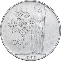 سکه 100 لیره 1965 جمهوری - EF45 - ایتالیا