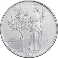 سکه 100 لیره 1961 جمهوری - EF45 - ایتالیا