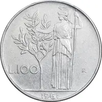 سکه 100 لیره 1961 جمهوری - EF45 - ایتالیا
