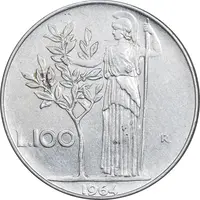 سکه 100 لیره 1964 جمهوری - EF45 - ایتالیا
