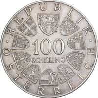 سکه 100 شیلینگ 1975 جمهوری دوم - یوهان اشتراوس - EF45 - اتریش