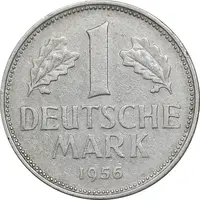 سکه 1 مارک 1956D جمهوری فدرال - EF45 - آلمان