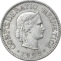 سکه 10 راپن 1958 دولت فدرال - EF45 - سوئیس