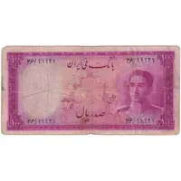 اسکناس 100 ریال سری سوم - تک - F15 - محمد رضا شاه