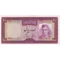 اسکناس 100 ریال (آموزگار - جهانشاهی) - تک - UNC63 - محمد رضا شاه