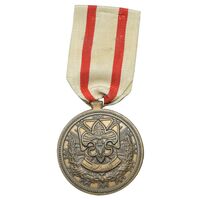 مدال پیش آهنگی (آماده باش) با روبان فابریک - EF - محمد رضا شاه