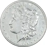 سکه یک دلار 1884 مورگان - EF45 - cleaned - آمریکا