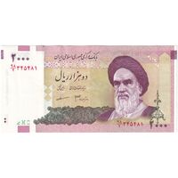 اسکناس 2000 ریال (جعفری - مظاهری) - با منحنی روی بنا - تک - AU50 - جمهوری اسلامی