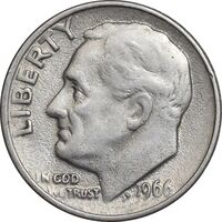 سکه 1 دایم 1966 روزولت - EF45 - آمریکا