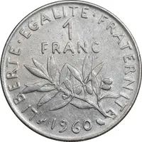 سکه 1 فرانک 1960 جمهوری پنجم - EF45 - فرانسه