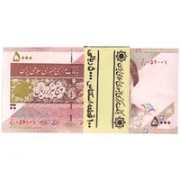 بسته اسکناس 5000 ریال امام (حسینی - بهمنی) ماهواره - شماره دوقلو - UNC - جمهوری اسلامی