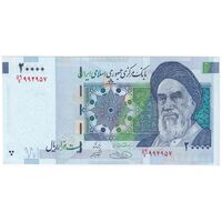 اسکناس 20000 ریال (حسینی - شیبانی) تصویر بزرگ - امضا بزرگ - تک - AU55 - جمهوری اسلامی