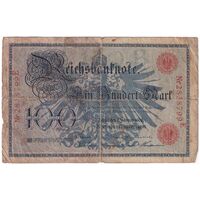 اسکناس 100 مارک 1908 ویلیام دوم - مهر قرمز - تک - F - آلمان