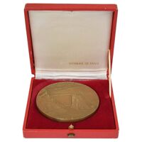 مدال برنز یادبود آغاز بهره برداری از سد رضا شاه کبیر 2535 - با جعبه فابریک - AU - محمد رضا شاه