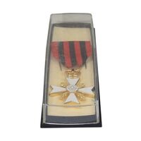 نشان آویز صلیب برای خدمت طولانی با روبان برای عمل شجاعانه - لئوپولد دوم - با جعبه - UNC - بلژیک