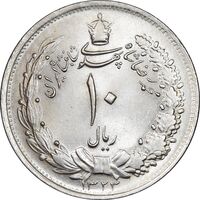 سکه 10 ریال 1323 - MS63 - محمد رضا شاه