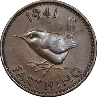 سکه 1 فارتینگ 1941 جرج ششم - EF45 - انگلستان