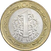 سکه 1 لیر 2016 جمهوری - EF45 - ترکیه
