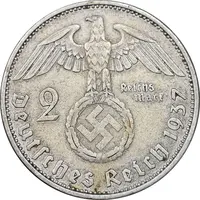 سکه 2 رایش مارک 1937A رایش سوم - EF45 - آلمان