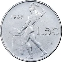 سکه 50 لیره 1966 جمهوری - EF45 - ایتالیا