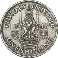 سکه 1 شیلینگ 1948 جرج ششم - تیپ 2 - EF45 - انگلستان