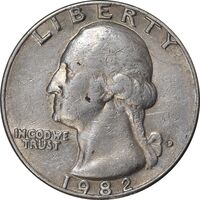 سکه کوارتر دلار 1982D واشنگتن - EF45 - آمریکا