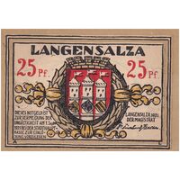 اسکناس 25 فینیگ 1921 جمهوری وایمار - لانگنزالتسا - تک - UNC62 - آلمان