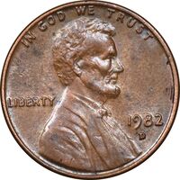 سکه 1 سنت 1982D لینکلن - AU55 - آمریکا